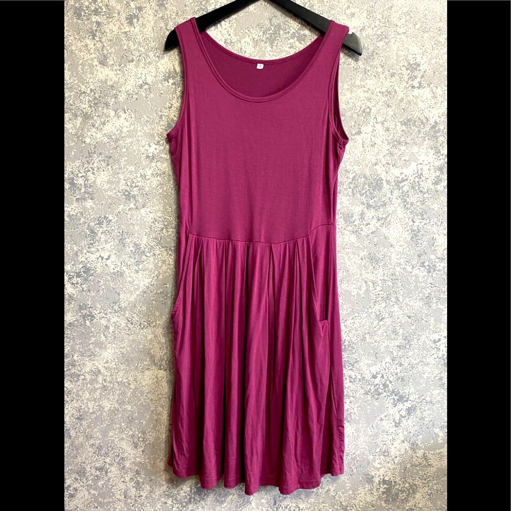 Cotton Fuchsia Tank Dress. WITH POCKETS!!